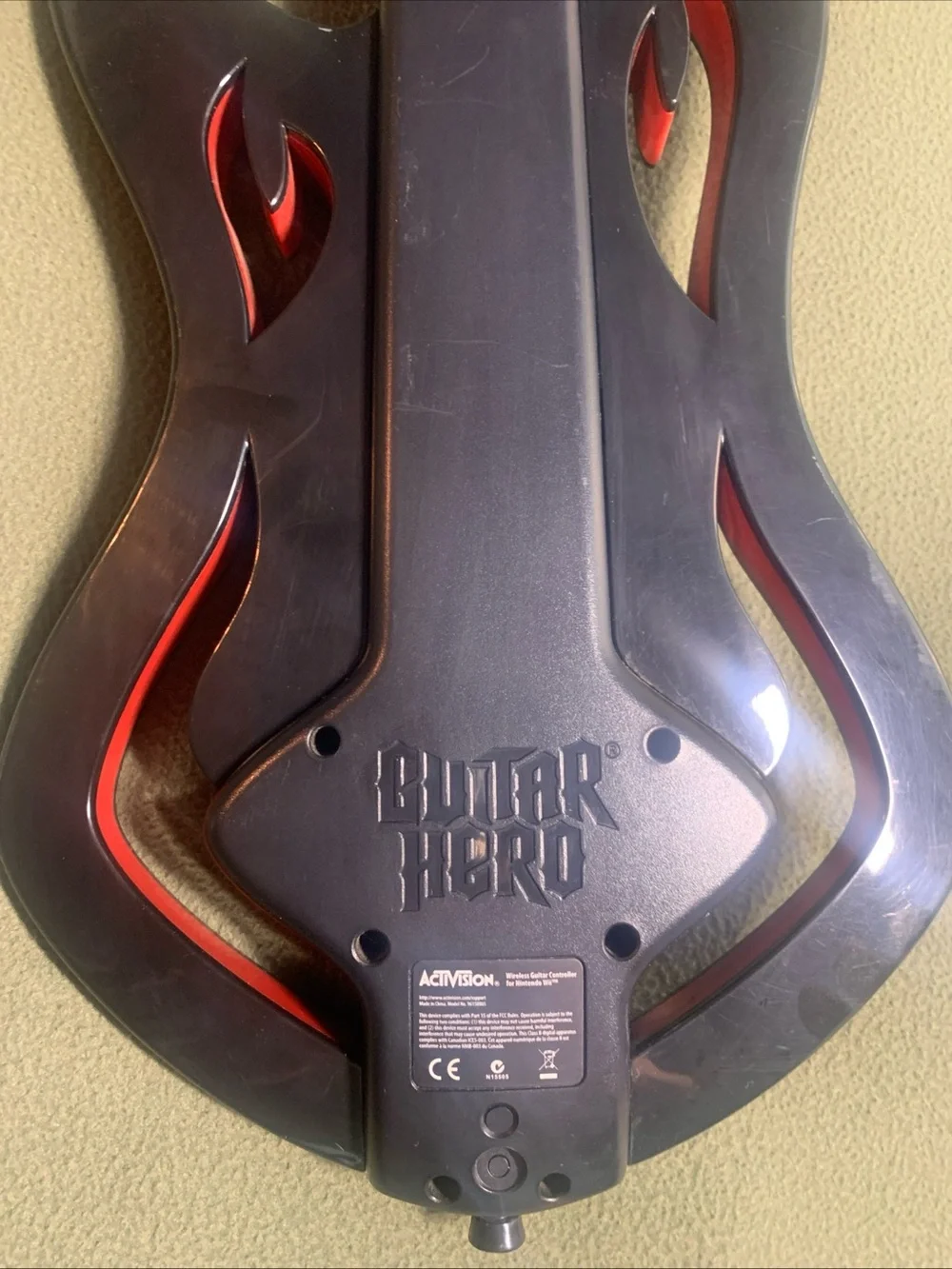 Activision wireless guitar controller for Nintendo Wii. Model: 96158805.